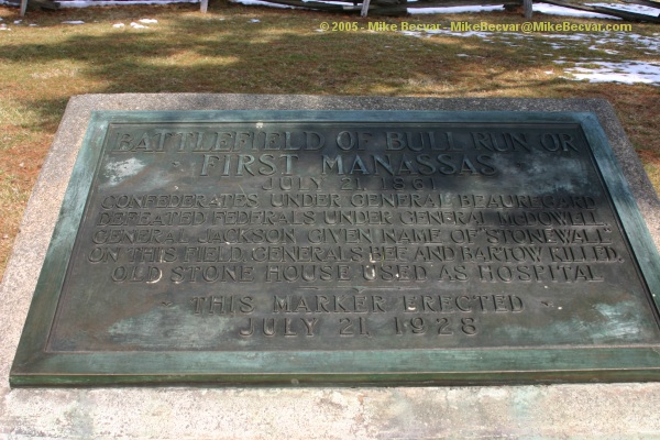 Battlefield of Bull Run or First Manassas Marker