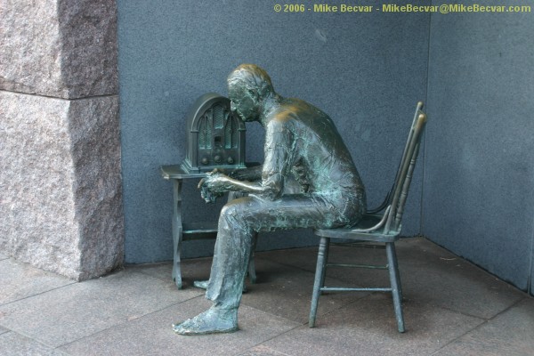 Man listening to a radio