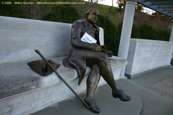 George Mason statue holding a