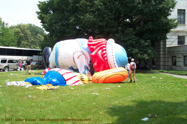 Deflating the helium balloons