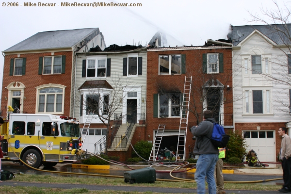 front view of townhouse fire