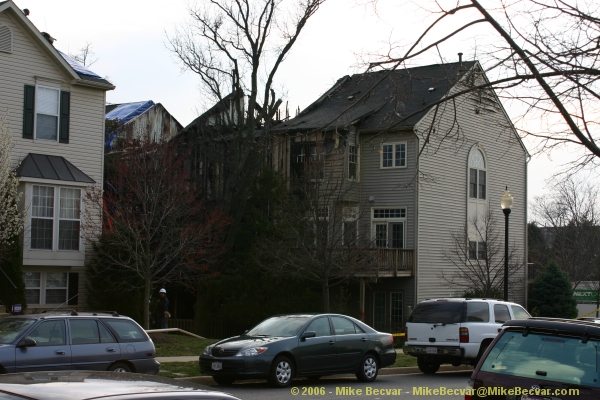 back of townhouses after fire