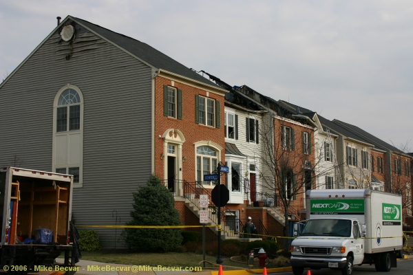 side of townhouses after fire