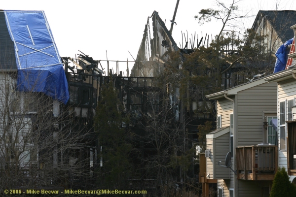 back of townhouse after the fire